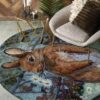Rabbit Painting 1 Round Carpet Floor Rug Living Room Bedroom Decor Round Area Rug Carpet