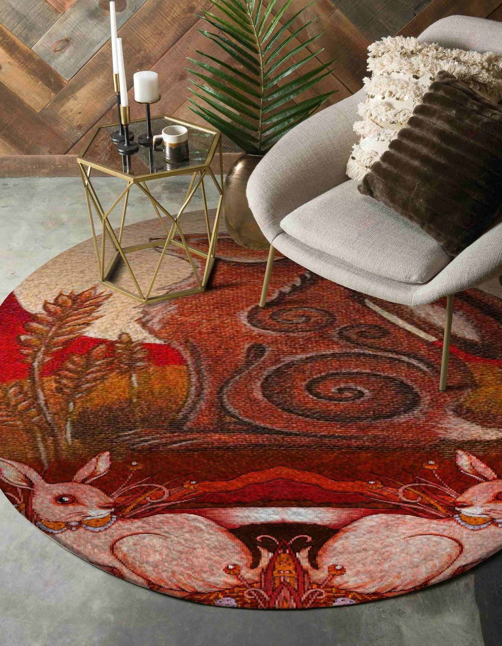 Rabbit Painting Round Carpet Floor Rug Living Room Bedroom Decor Round Area Rug Carpet Rabbit Painting Round Carpet Floor Rug Living Room Bedroom Decor Round Area Rug Carpet
