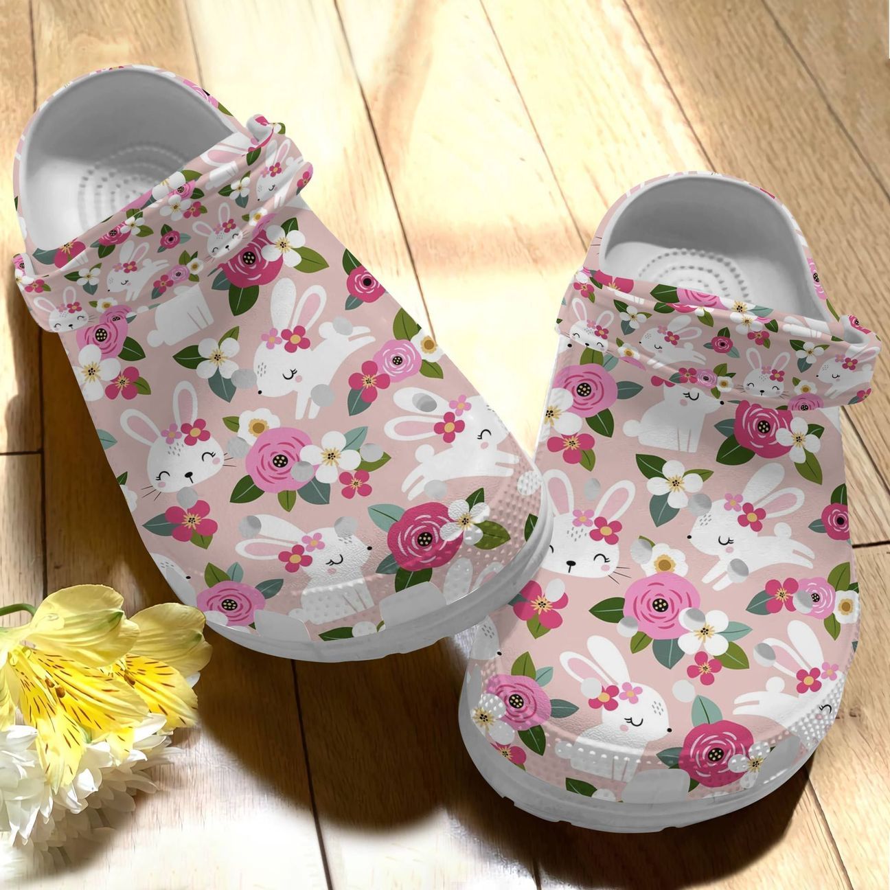 Rabbit Personalize Clog Custom Crocs Fashionstyle Comfortable For Women Men Kid Print 3D Spring Flower Rabbit Personalize Clog Custom Crocs Fashionstyle Comfortable For Women Men Kid Print 3D Spring Flower