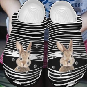 Rabbit Personalize Clog Custom Crocs Fashionstyle Comfortable For Women Men Kid Print 3D Whitesole Rabbit And Stripes
