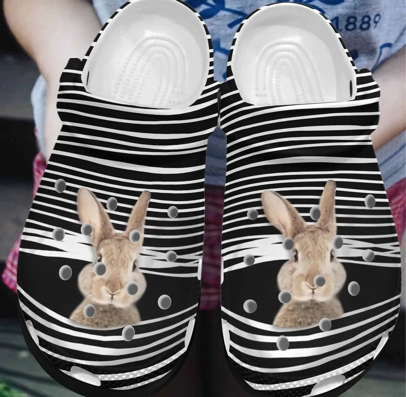 Rabbit Personalize Clog Custom Crocs Fashionstyle Comfortable For Women Men Kid Print 3D Whitesole Rabbit And Stripes Rabbit Personalize Clog Custom Crocs Fashionstyle Comfortable For Women Men Kid Print 3D Whitesole Rabbit And Stripes