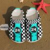Racing Checkered Flag Cyan Personalize Clog Custom Crocs Clog Number On Sandal Fashion Style Comfortable For Women Men Kid