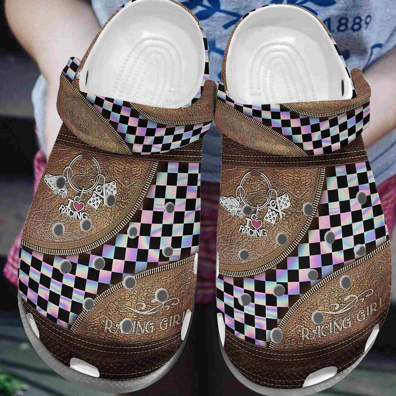 Racing Personalize Clog Custom Crocs Fashionstyle Comfortable For Women Men Kid Print 3D Whitesole Racing Girl Racing Personalize Clog Custom Crocs Fashionstyle Comfortable For Women Men Kid Print 3D Whitesole Racing Girl