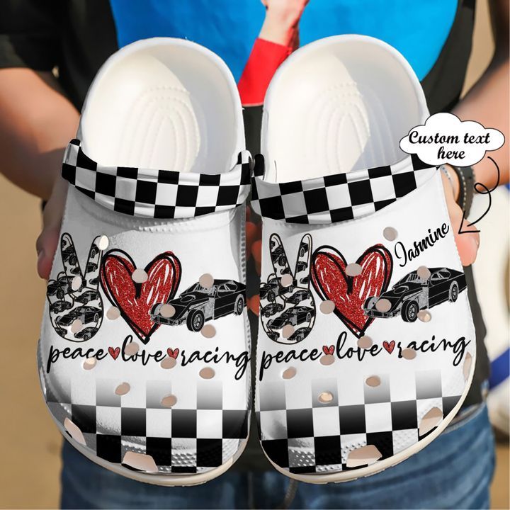 Racing Personalized Peace Love Sku 1986 Crocs Crocband Clog Comfortable For Mens Womens Classic Clog Water Shoes Racing Personalized Peace Love Sku 1986 Crocs Crocband Clog Comfortable For Mens Womens Classic Clog Water Shoes