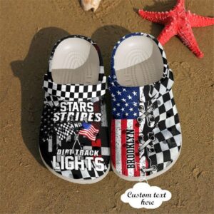 Racing Personalized Star Stripes Sku 2010 Crocs Crocband Clog Comfortable For Mens Womens Classic Clog Water Shoes