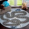 Racing Roadways Kids Round Carpet Floor Rug Living Room Bedroom Decor Round Area Rug Carpet