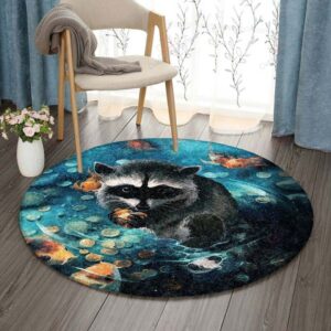 Racoon Round Carpet Floor Rug Living Room Bedroom Decor Round Area Rug Carpet