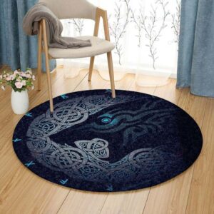 Ragnarok Wolf Round Carpet Floor Rug Living Room Bedroom Decor Round Area Rug Carpet