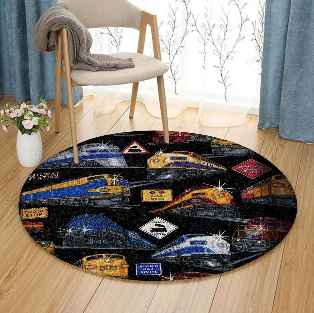 Railway Round Carpet Floor Rug Living Room Bedroom Decor Round Area Rug Carpet Railway Round Carpet Floor Rug Living Room Bedroom Decor Round Area Rug Carpet