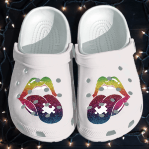 Rainbow Lip Tongue Be Kind Shoes Crocs Clog – Autism Awareness Shoes Gifts For Daughter Girls