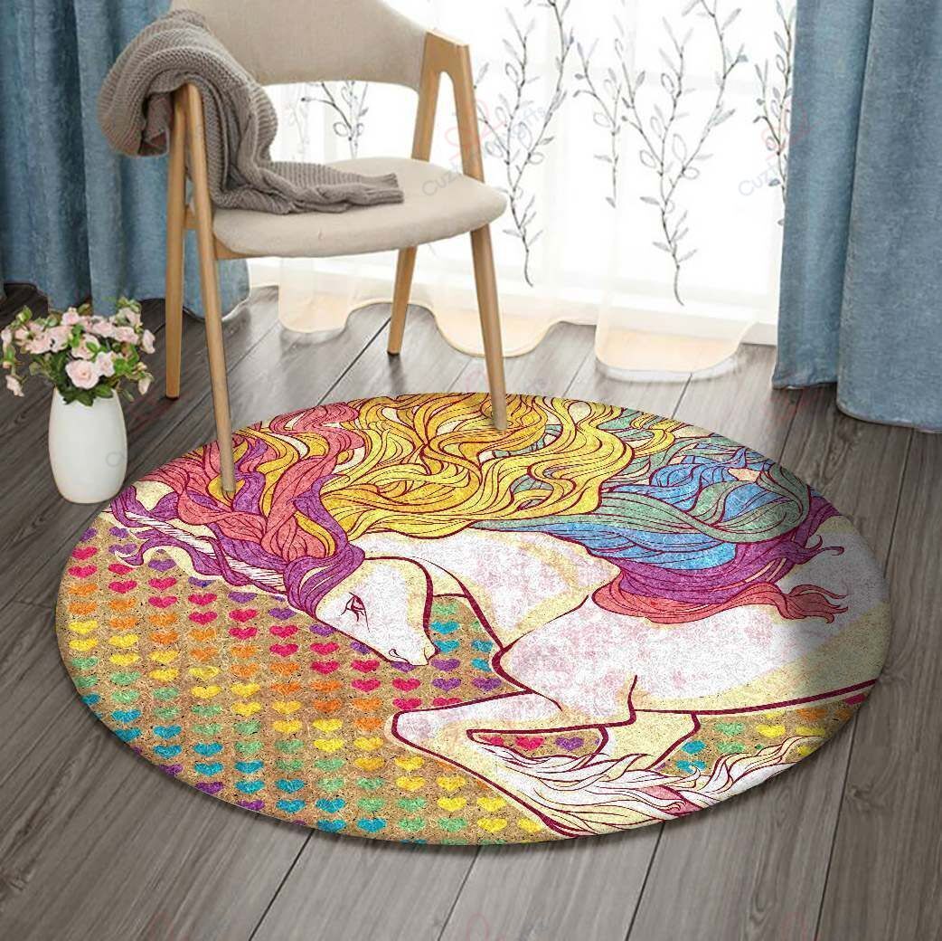 Rainbow Unicorn Round Carpet Floor Rug Living Room Bedroom Decor Round Area Rug Carpet Rainbow Unicorn Round Carpet Floor Rug Living Room Bedroom Decor Round Area Rug Carpet