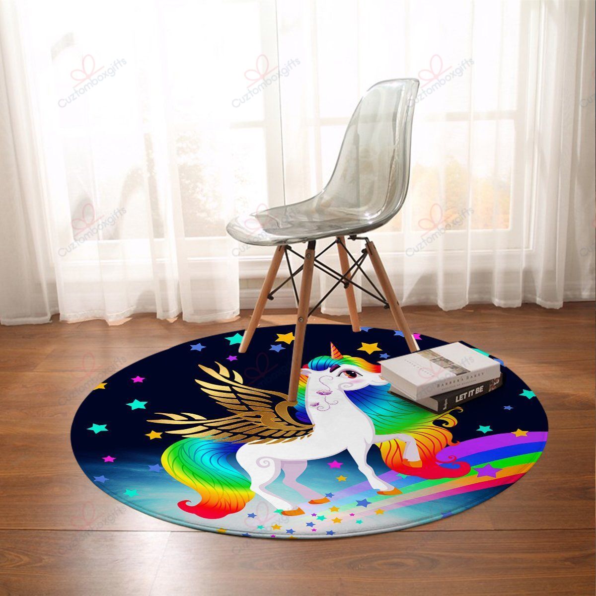 Rainbow Unicorn Round Carpet Floor Rug Living Room Bedroom Decor Round Area Rug Carpet Rainbow Unicorn Round Carpet Floor Rug Living Room Bedroom Decor Round Area Rug Carpet