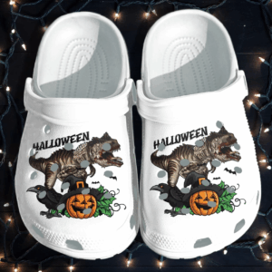 Raven And Dinosaur Shoes Clog – Halloween Pumpkin Crocs Clog Crocband Clog Birthday Gift For Man Son Friend
