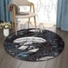 Raven And Mushroom Round Carpet Floor Rug Living Room Bedroom Decor Round Area Rug Carpet