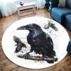 Raven Black Bird Round Carpet Floor Rug Living Room Bedroom Decor Round Area Rug Carpet