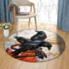 Raven Round Carpet Floor Rug Living Room Bedroom Decor Round Area Rug Carpet