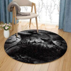 Raven Round Carpet Floor Rug Living Room Bedroom Decor Round Area Rug Carpet