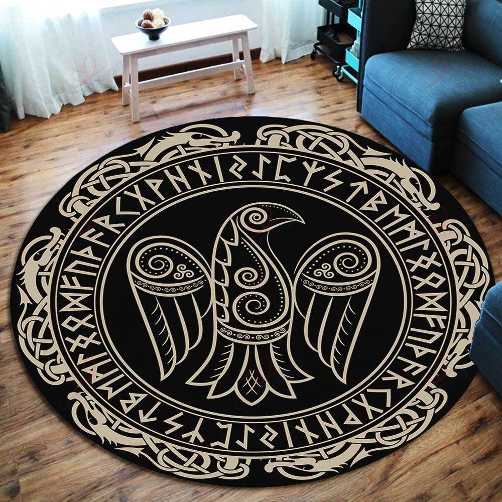 Raven In Celtic Round Carpet Floor Rug Living Room Bedroom Decor Round Area Rug Carpet Raven In Celtic Round Carpet Floor Rug Living Room Bedroom Decor Round Area Rug Carpet