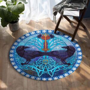 Raven Pattern Round Carpet Floor Rug Living Room Bedroom Decor Round Area Rug Carpet