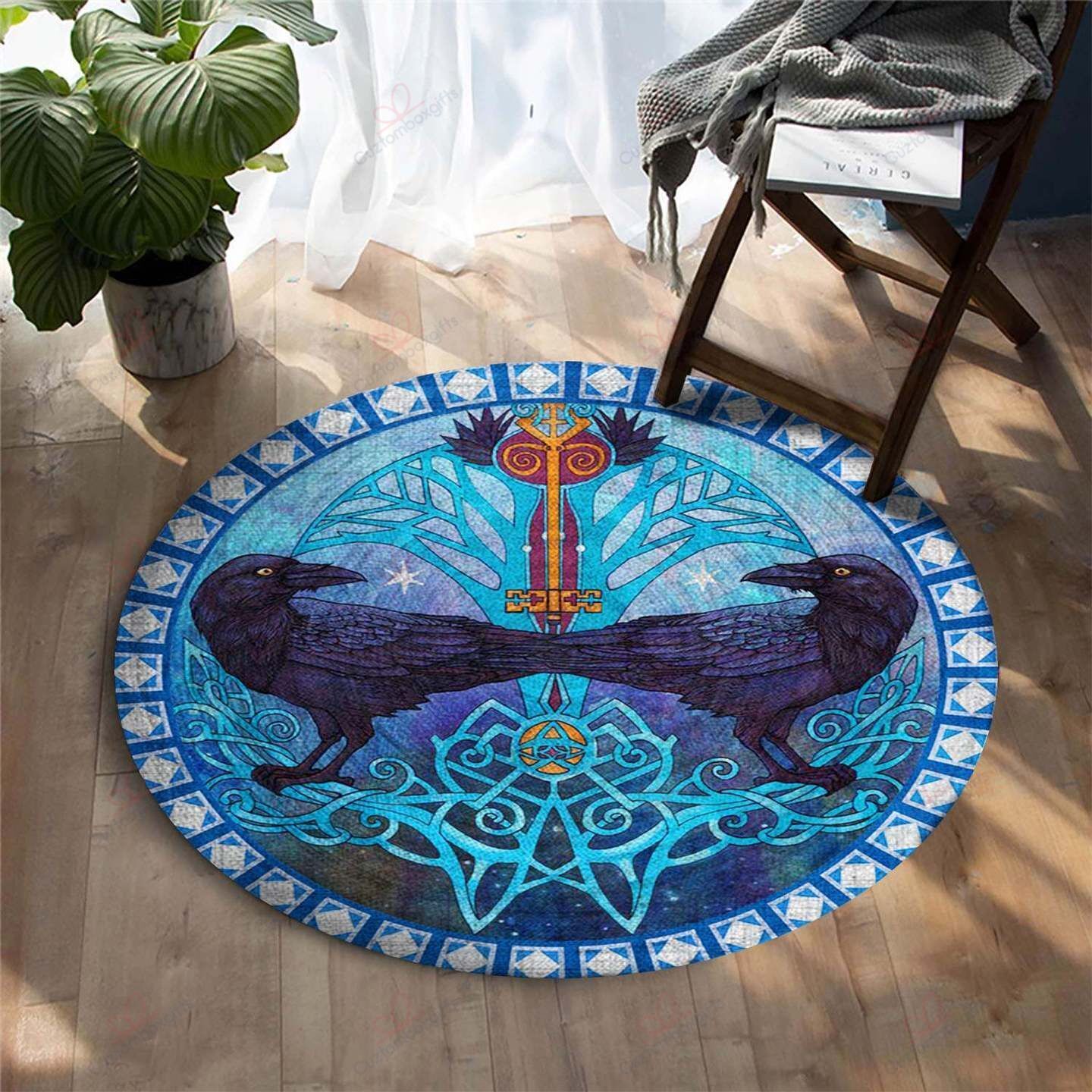 Raven Pattern Round Carpet Floor Rug Living Room Bedroom Decor Round Area Rug Carpet Raven Pattern Round Carpet Floor Rug Living Room Bedroom Decor Round Area Rug Carpet