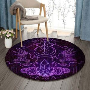 Raven Witch Sigil Round Carpet Floor Rug Living Room Bedroom Decor Round Area Rug Carpet