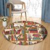 Reading And Cat Round Carpet Floor Rug Living Room Bedroom Decor Round Area Rug Carpet