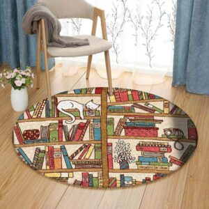 Reading And Cat Round Carpet Floor Rug Living Room Bedroom Decor Round Area Rug Carpet