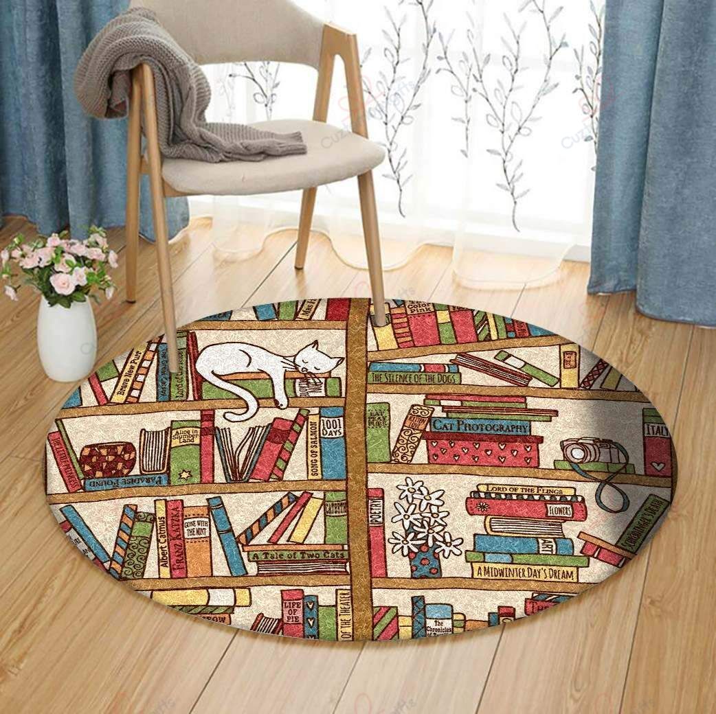 Reading And Cat Round Carpet Floor Rug Living Room Bedroom Decor Round Area Rug Carpet Reading And Cat Round Carpet Floor Rug Living Room Bedroom Decor Round Area Rug Carpet