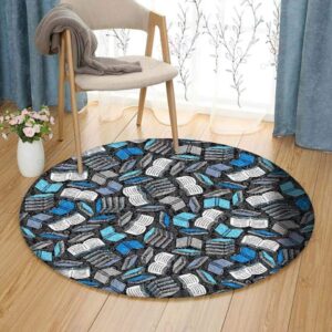 Reading Books Round Carpet Floor Rug Living Room Bedroom Decor Round Area Rug Carpet