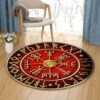 Red And Gold Viking Round Carpet Floor Rug Living Room Bedroom Decor Round Area Rug Carpet