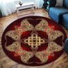 Red And Gold Viking Symbol Round Carpet Floor Rug Living Room Bedroom Decor Round Area Rug Carpet