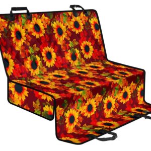 Red Autumn Sunflower Pattern Print Pet Car Back Seat Cover - b9c42f3f5e0a