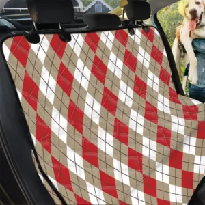 Red Beige And White Argyle Car Back Seat Cover Dog Car Seat Covers - eb320e8d72e6