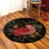Red Bird 1 Round Carpet Floor Rug Living Room Bedroom Decor Round Area Rug Carpet