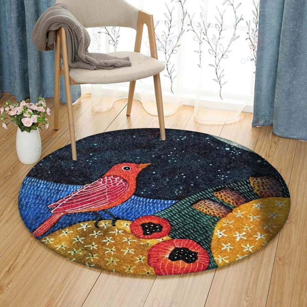 Red Bird Round Carpet Floor Rug Living Room Bedroom Decor Round Area Rug Carpet Red Bird Round Carpet Floor Rug Living Room Bedroom Decor Round Area Rug Carpet