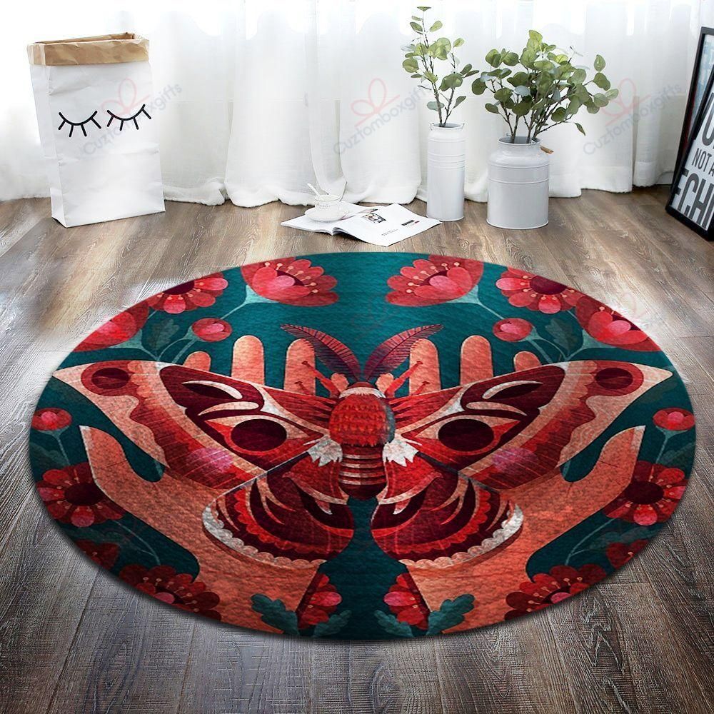 Red Butterfly Round Carpet Floor Rug Living Room Bedroom Decor Round Area Rug Carpet Red Butterfly Round Carpet Floor Rug Living Room Bedroom Decor Round Area Rug Carpet