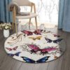 Red Butterfly Round Carpet Floor Rug Living Room Bedroom Decor Round Area Rug Carpet
