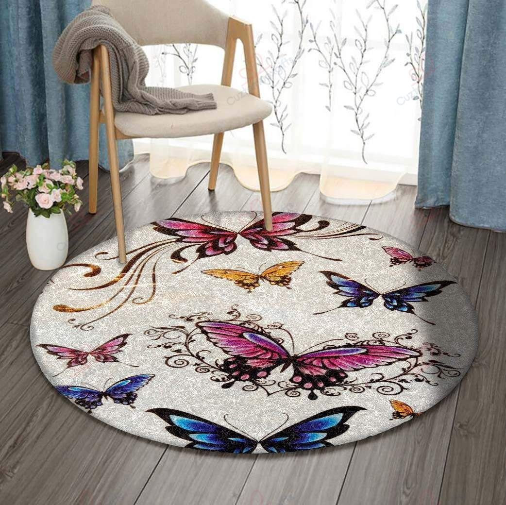 Red Butterfly Round Carpet Floor Rug Living Room Bedroom Decor Round Area Rug Carpet Red Butterfly Round Carpet Floor Rug Living Room Bedroom Decor Round Area Rug Carpet
