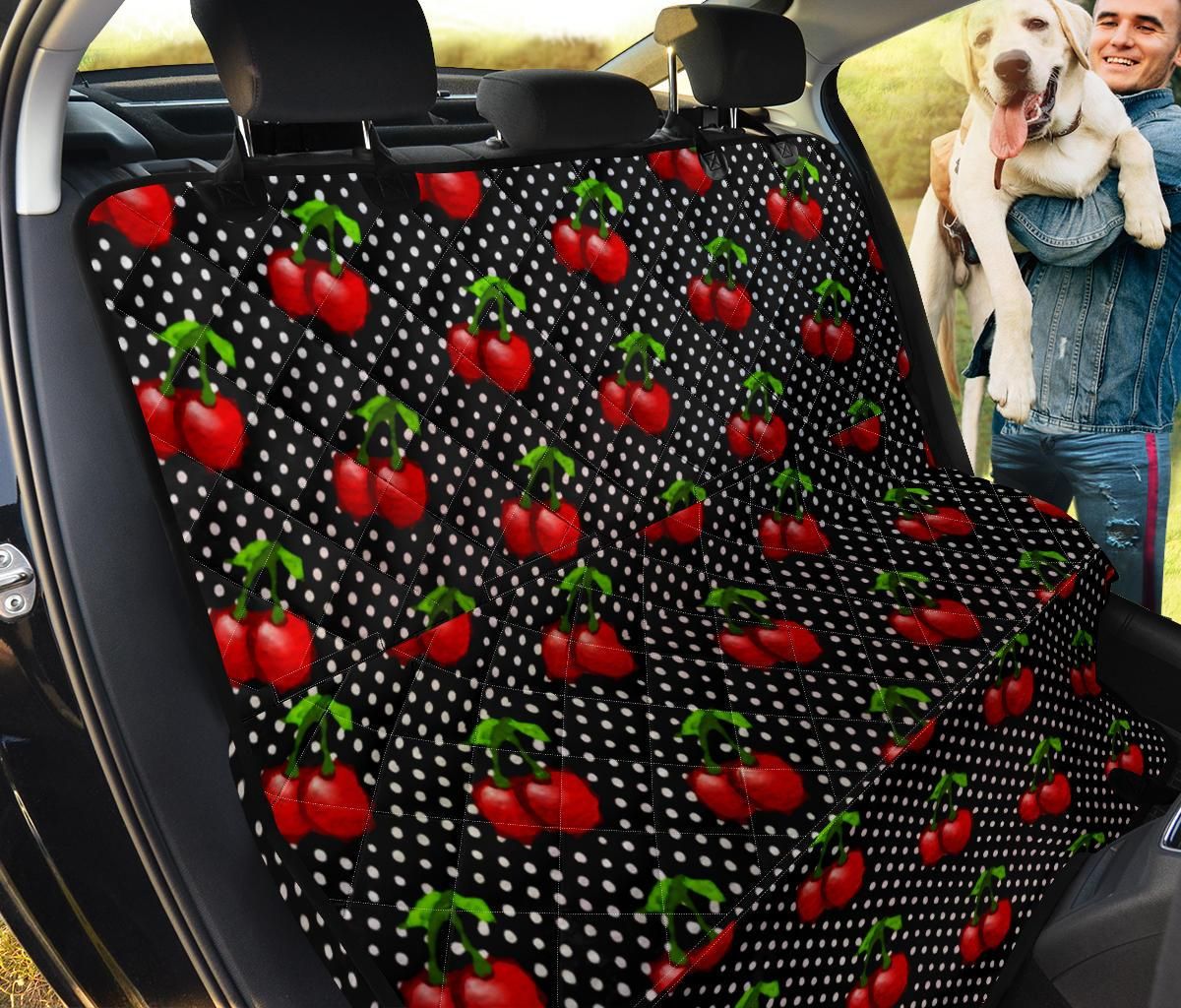 Red Cherries Black White Polka Dots Car Back Seat Cover Dog Car Seat Covers - 426ae2760c14 Red Cherries Black White Polka Dots Car Back Seat Cover Dog Car Seat Covers - 426ae2760c14