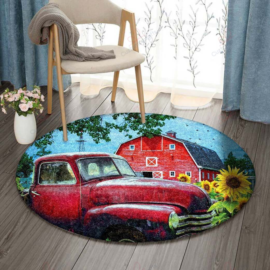 Red Chevrolet Sunflower Farm Round Carpet Floor Rug Living Room Bedroom Decor Round Area Rug Carpet Red Chevrolet Sunflower Farm Round Carpet Floor Rug Living Room Bedroom Decor Round Area Rug Carpet