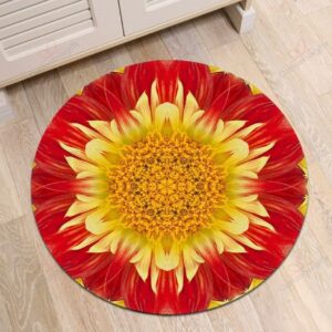 Red Daisy Round Carpet Floor Rug Living Room Bedroom Decor Round Area Rug Carpet
