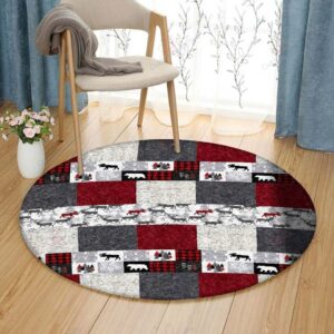 Red Flannel Round Carpet Floor Rug Living Room Bedroom Decor Round Area Rug Carpet