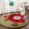 Red Floral Round Carpet Floor Rug Living Room Bedroom Decor Round Area Rug Carpet