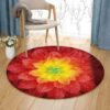 Red Flower Round Carpet Floor Rug Living Room Bedroom Decor Round Area Rug Carpet