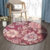 Red Flower Round Carpet Floor Rug Living Room Bedroom Decor Round Area Rug Carpet