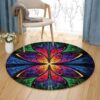 Red Fractal Round Carpet Floor Rug Living Room Bedroom Decor Round Area Rug Carpet