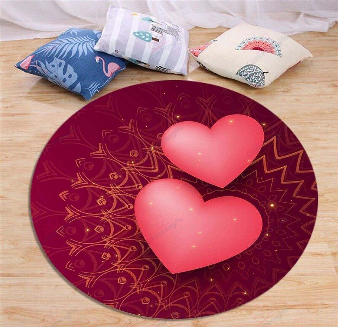Red Heart Round Carpet Floor Rug Living Room Bedroom Decor Round Area Rug Carpet Red Heart Round Carpet Floor Rug Living Room Bedroom Decor Round Area Rug Carpet