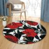Red Hibiscus Round Carpet Floor Rug Living Room Bedroom Decor Round Area Rug Carpet