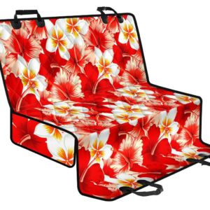 Red Hibiscus Plumeria Pattern Print Pet Car Back Seat Cover - 68601b96a6f9