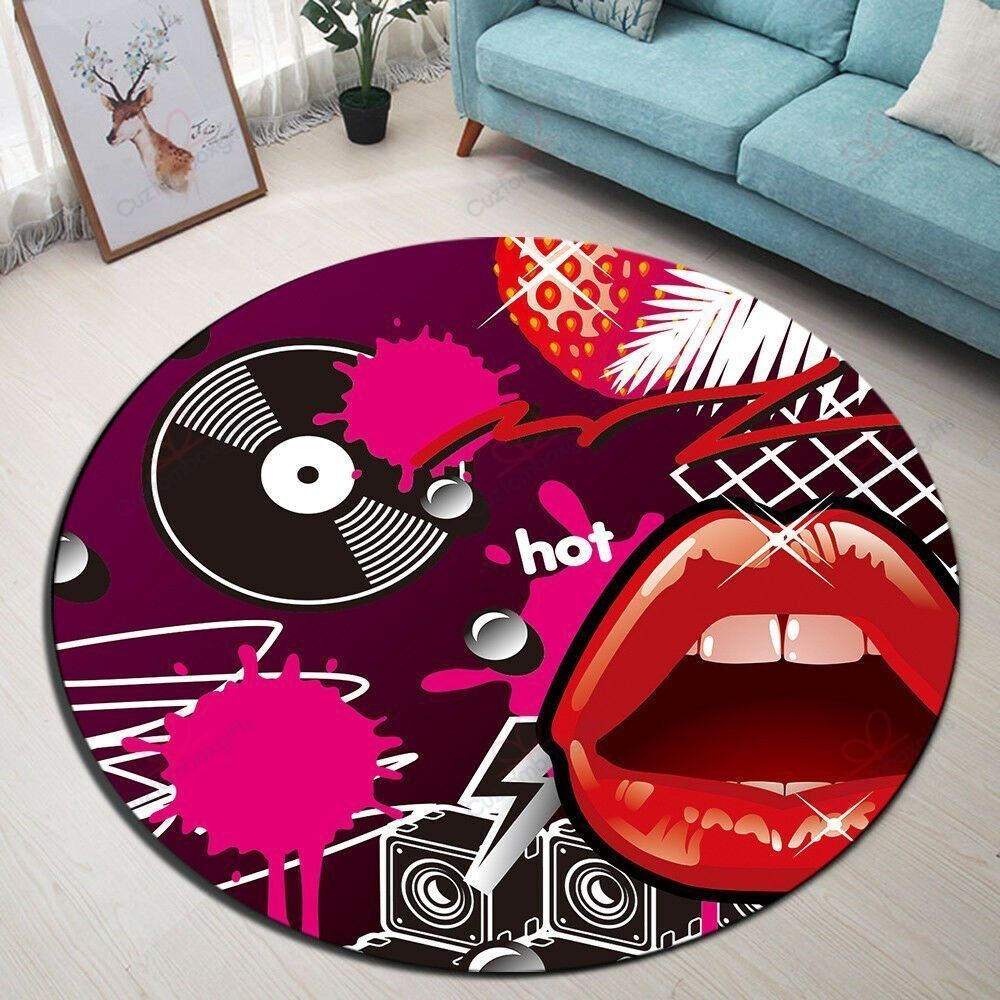 Red Lips Round Carpet Floor Rug Living Room Bedroom Decor Round Area Rug Carpet Red Lips Round Carpet Floor Rug Living Room Bedroom Decor Round Area Rug Carpet